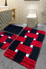 Mijölnir Piazza Red Juego de Alfombras de Baño Acrílicas de 3 Piezas
